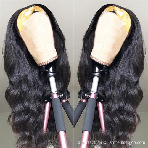 Head band wig headband wigs brazillian raw human hair black headband wig